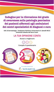 Indagine per la rilevazione della gestione e del grado di soddisfazione dei pazienti con psoriasi e/o artrite psoriasica